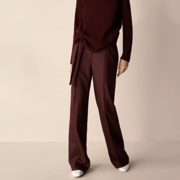 Massimo Dutti Pants - Massimo Dutti • Belt Detail Burgundy Wool Trousers